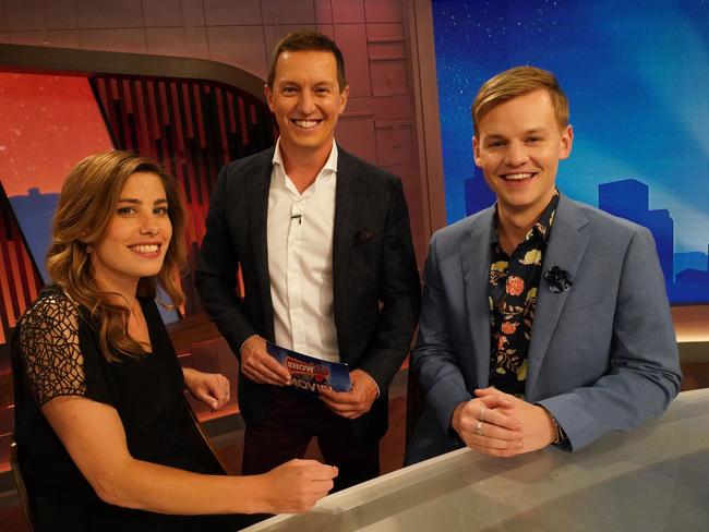 Satchwell with Rove McManus and Joel Creasey on Show Me The Movie! Picture: Supplied 