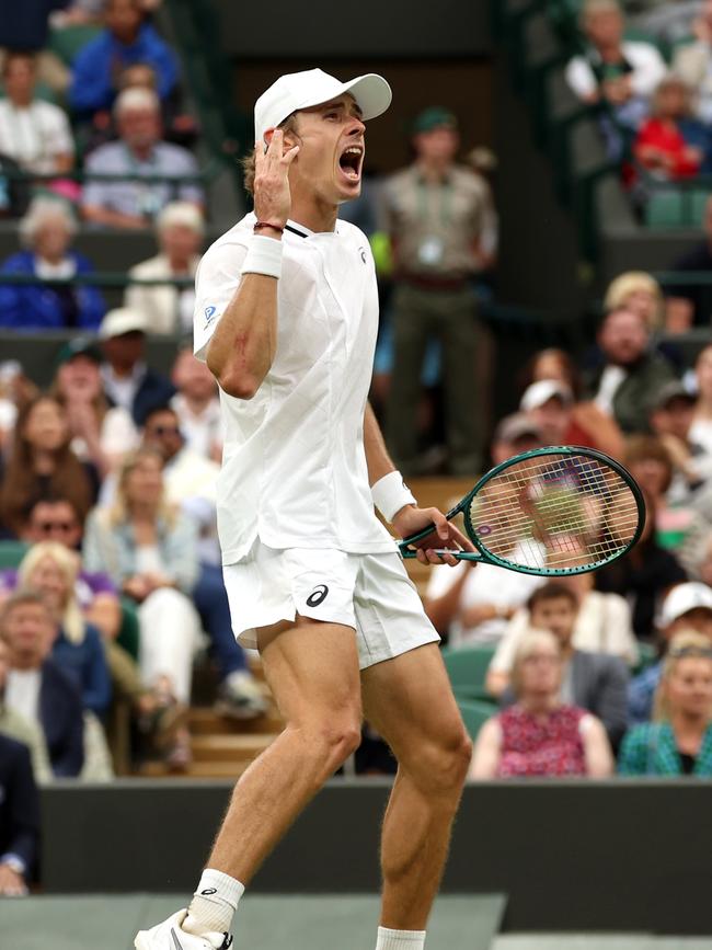 De Minaur was fired up. Picture: Sean M. Haffey/Getty