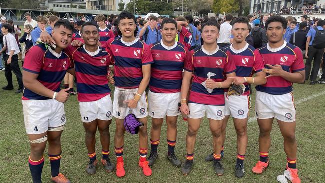 Brisbane State High School students and players celebrate the win.