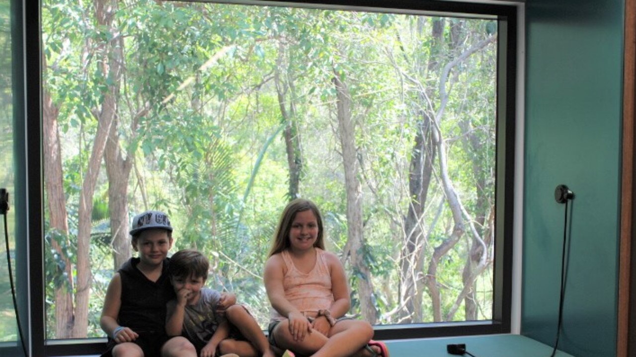 Ruben, 7, Lennon, 3, and Abbey Panting, 9, of Wynnum. PICTURE: Kara Sonter