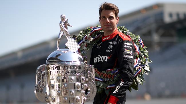 Will Power with the Indianapolis 500 trophy. Picture: AFP