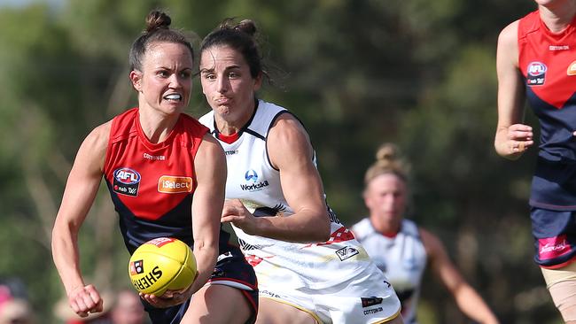 The 31-year-old has so far played 14 AFLW games for Melbourne. Pic: Michael Klein