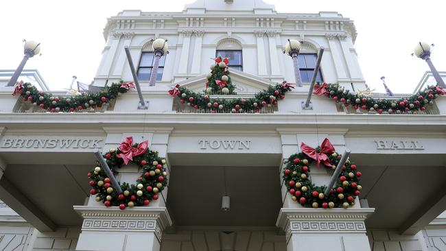 Moreland City Council Christmas decorations at the Brunswick Town Hall