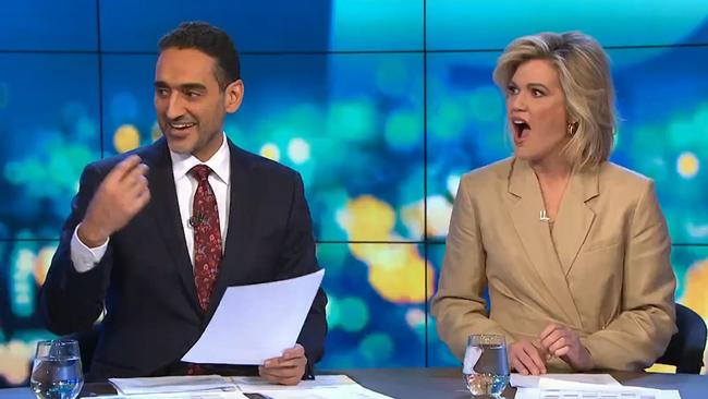 Waleed Aly left his co-stars in a state of shock with his claim on Tuesday's show. Picture: Channel 10.