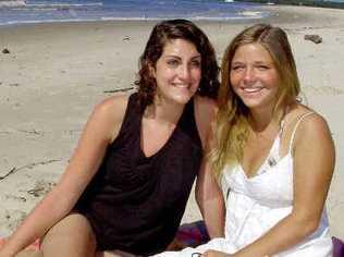 German tourists Mareike Weber (left) and Hanna Scheuffele, pictured on the beach at Ballina, love the region. . Picture: cathy adams