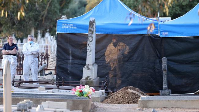 South Australian police exhume the Somerton Man at West Terrace Cemetery in May 2021. Picture: NCA NewsWire / David Mariuz