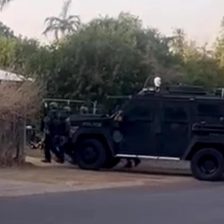 NT Police and Territory Response Group members raided a Karma home on Moray St following an alleged aggravated burglary in Johnston on Sunday, October 22.