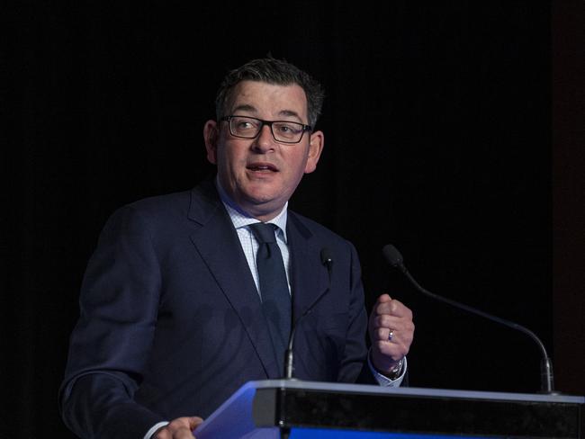 Premier Daniel Andrews speaks during a Property Council of Australia luncheon in Melbourne, Tuesday, June 25, 2019. (AAP Image/Daniel Pockett) NO ARCHIVING