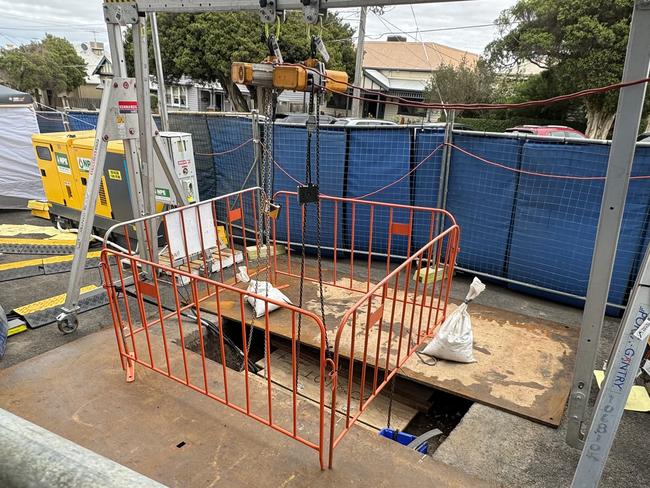 Underground works outside 189 Bellarine St in South Geelong. Picture: Alison Wynd