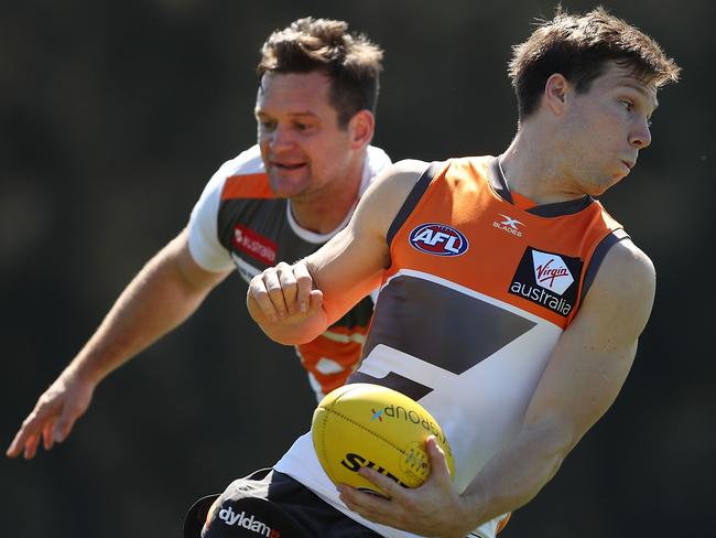 SYDNEY, AUSTRALIA - SEPTEMBER 11:  Toby Greene of the Giants in action during the Greater Western Giants AFL training session at Spotless Stadium on September 11, 2017 in Sydney, Australia.  (Photo by Mark Metcalfe/Getty Images)