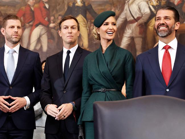 Donald Trump (far right) with his siblings and Ivanka Trump’s husband Jared Kushner, emerged as a key figure in his father’s transition team. Picture: AFP