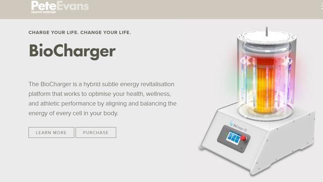 Pete Evans sells the BioCharger on his website. Picture: peteevans.com