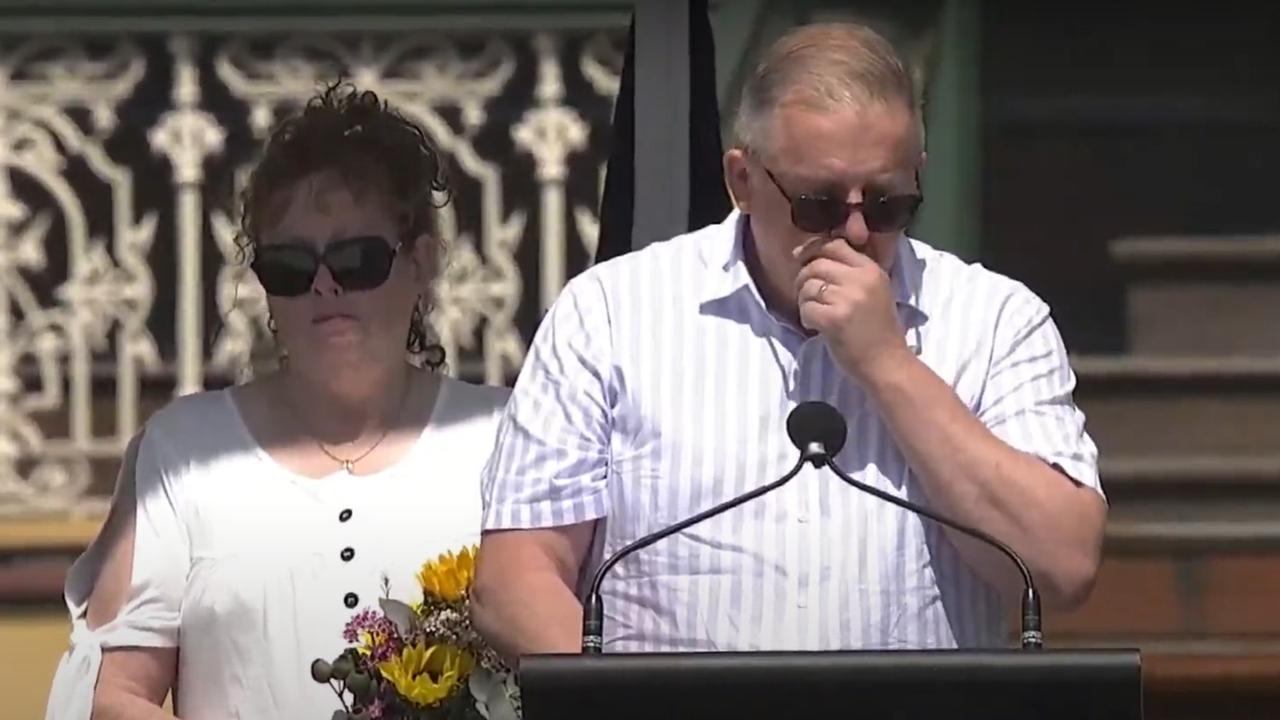 Darcy Bulman’s father Warren speaking at the memorial for victims of the Hunter Valley bus tragedy. Picture: Supplied via NCA NewsWire