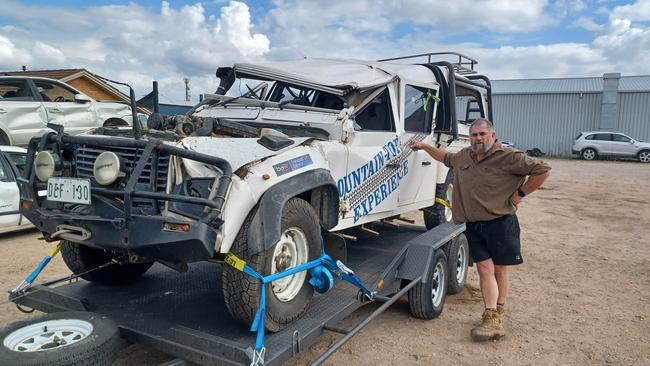 A Warragul man who was in a traumatic car crash with his Land Rover Defender going airborne for almost 30m before flipping has had a miracle escape. Picture: Supplied