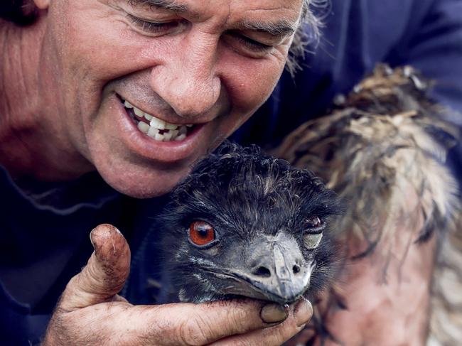 Portland Raspberries owner Craig Woods with Einstein the emu