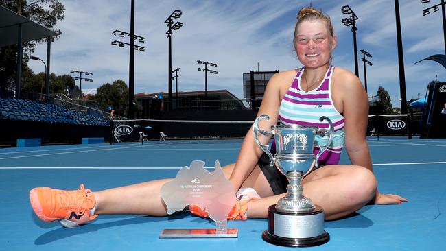 SA youngster Charlotte Kempenaers-Pocz has won the Australian under-18 girl’s tennis title aged 15. Picture: Kelly Defina/Getty Images for Tennis Australia