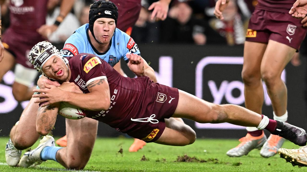 Kalyn Ponga was outstanding for the Maroons. Picture: Bradley Kanaris/Getty Images