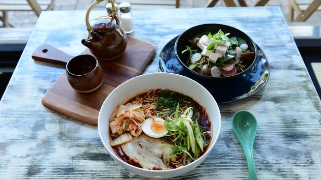 Spicy ramen and green tea soba salad at Black Dog Gallery. Picture: Mark Brake