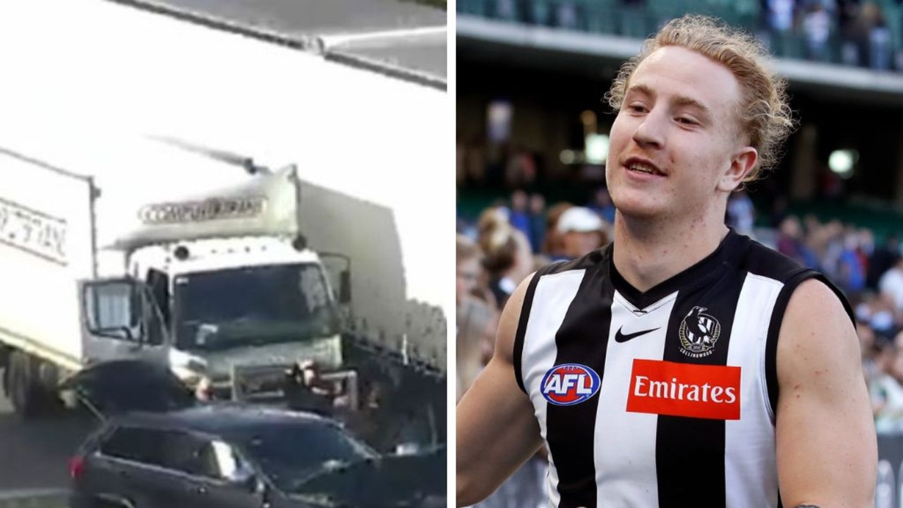 Two Collingwood players were involved in a car crash.