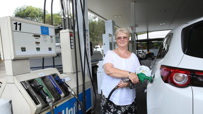 Loretta Brown, of Empire Bay, pictured at the United service station. (AAP Image/Sue Graham)