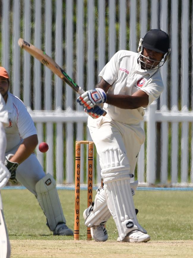 Kookaburra Cup cricket - Runaway Bay vs. Surfers Paradise at Sam Loxton Oval. Surfers Paradise batsman Mahesh Rajaratne. (Photo/Steve Holland)