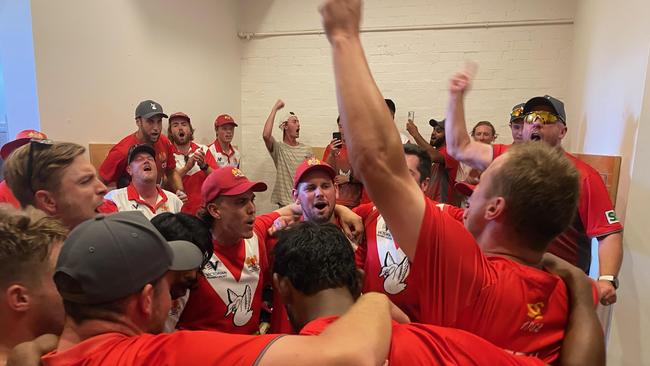 “Cheer, cheer...’’ Casey South Melbourne sings the song after defeating St Kilda.