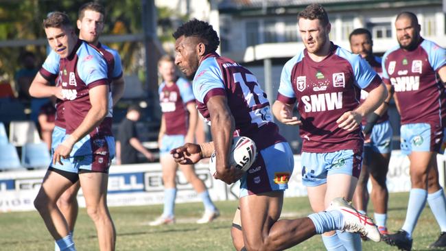 CQ Capras backrower Nixon Putt makes a barnstorming run against the Souths Logan Magpies at Browne Park. Photo: Pam McKay