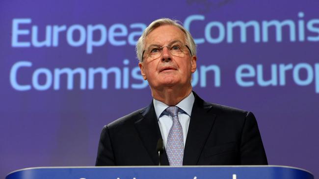 Michel Barnier in Brussels onThursday defends his demands for Britain to stay aligned to European legislation. Picture: AFP