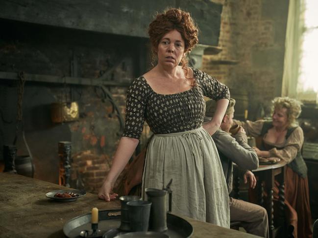 Olivia Colman plays Madame Thernardier in the BBC First production of Les Miserables. Picture: Robert Viglasky/BBC First.