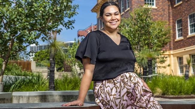 Dr Ella Ceolin in Reconciliation Garden at UQ’s Herston Campus. Photo: Richard Walker