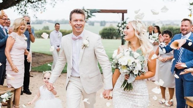 Todd Lasance and long-time girlfriend Jordan (Wilcox) Lasance wed in a beachside celebration in January 2020. (Picture: Instagram)