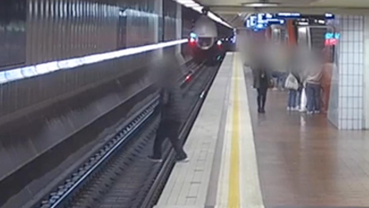 A rail passenger falls on to the tracks at Melbourne Central Station. Picture: Victoria Police