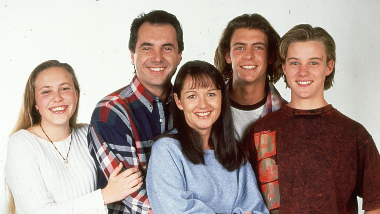 Peak 90s Neighbours! The Kennedy family, L-R: Libby, Karl, Susan, Malcolm and Billy. Picture: Channel 10