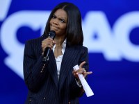 ORLANDO, FLORIDA - FEBRUARY 25: Candace Owens speaks during the Conservative Political Action Conference (CPAC) at The Rosen Shingle Creek on February 25, 2022 in Orlando, Florida. CPAC, which began in 1974, is an annual political conference attended by conservative activists and elected officials.   Joe Raedle/Getty Images/AFP == FOR NEWSPAPERS, INTERNET, TELCOS & TELEVISION USE ONLY ==