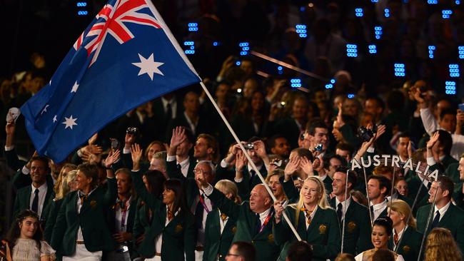 London Olympics 2012. Opening ceremony. Lauren Jackson carries the flag for Australia.