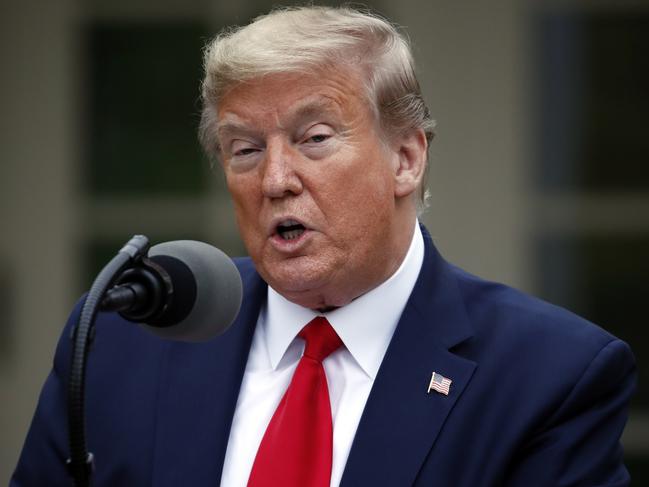President Donald Trump speaks about the coronavirus in the Rose Garden of the White House, Tuesday, April 14, 2020, in Washington. (AP Photo/Alex Brandon)