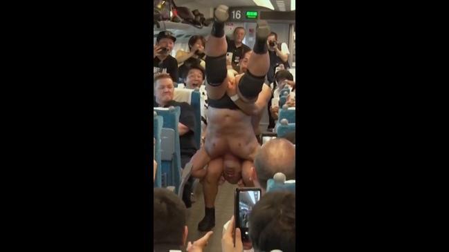 Wild brawl on board packed train