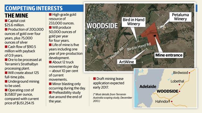 The map of the proposed Woodside gold mine