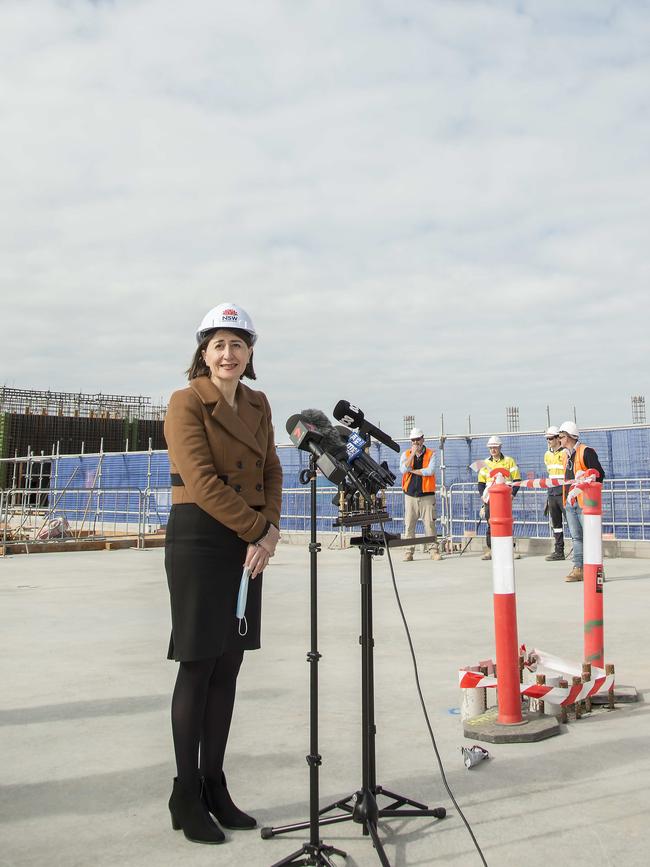 NSW Premier Gladys Berejiklian at the topping out ceremony. Picture: Troy Snook