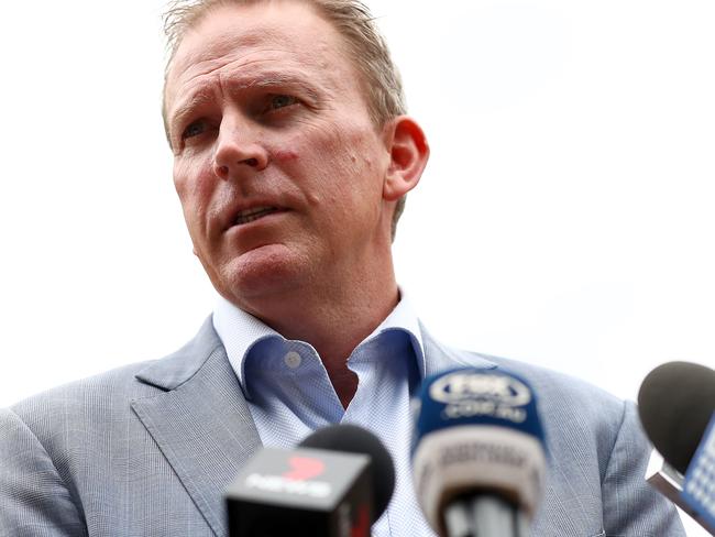 MELBOURNE, AUSTRALIA - MARCH 13: Cricket Australia CEO Kevin Roberts speaks to the media during a Cricket Australia press conference at Cricket Australia HQ on March 13, 2020 in Melbourne, Australia. (Photo by Kelly Defina/Getty Images)