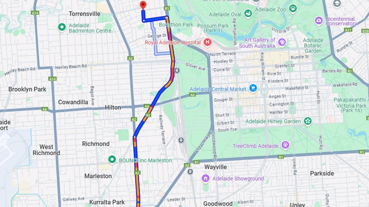 A map shows the traffic jam building on the north-south motorway after a multi-car accident.