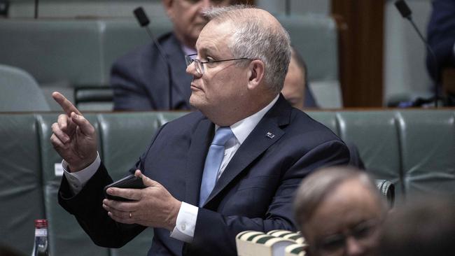 Scott Morrison sends a not-so-­subtle signal. Picture: Gary Ramage