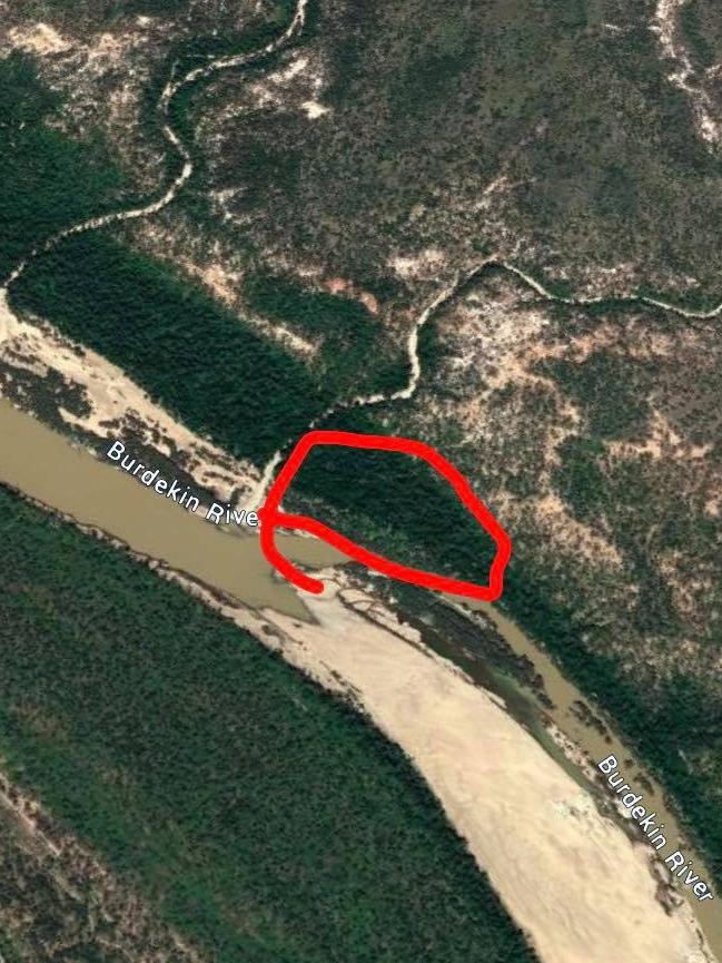 Location of Skeletal remains found on the Burdekin River