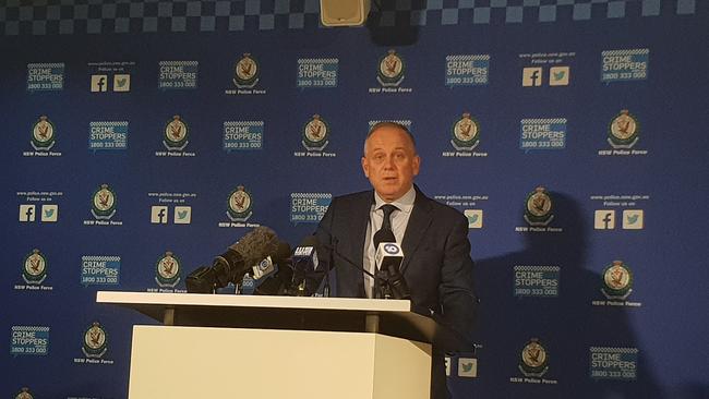 Detective acting superintendent Grant Taylor speaks at a press conference in Parramatta on Wednesday afternoon.