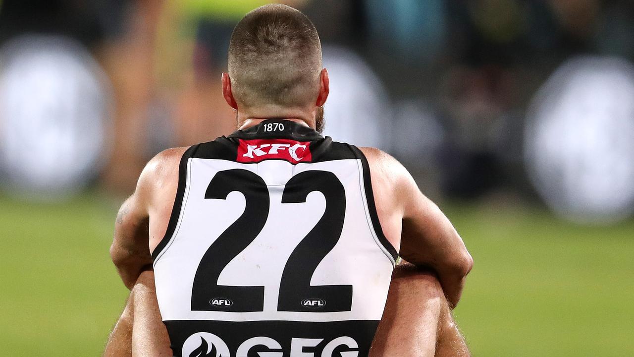 Charlie Dixon is all Port Adelaide fans. Photo by Sarah Reed/AFL Photos via Getty Images