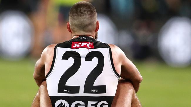 Charlie Dixon is all Port Adelaide fans. Photo by Sarah Reed/AFL Photos via Getty Images