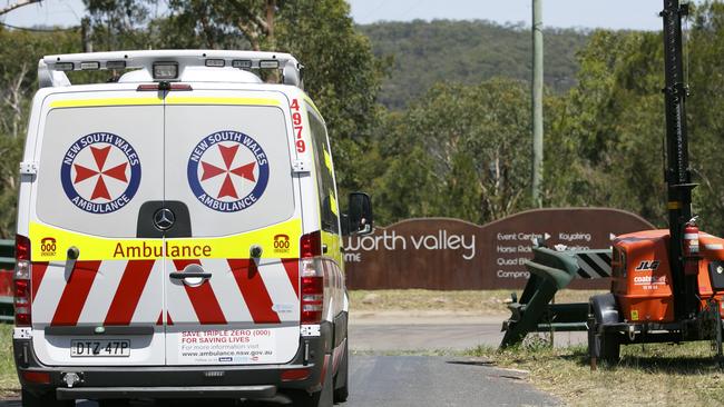 Emergency Services at the "Lost Paradise" music festival in Calga, where a man has died from drug overdose. Picture: Tim Pascoe