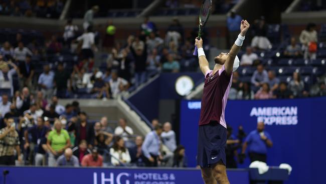 Karen Khachanov celebrates his win. Picture: Getty Images