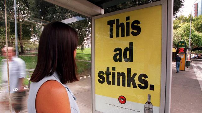 Eye-catching advertising seen in abus shelter at Eddy Ave, Sydney. Picture: supplied