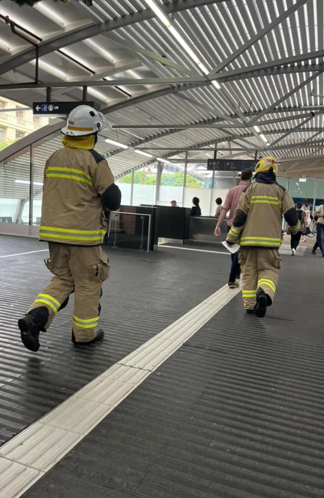 Firefighters at Central Station. Picture: Tania Parker